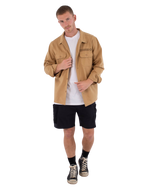 The Hurley Mens Woven Long Sleeve Overshirt in Khaki