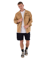 The Hurley Mens Woven Long Sleeve Overshirt in Khaki