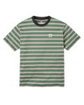 The Passenger Mens Retro T-Shirt in Deep Ocean Multi Stripe