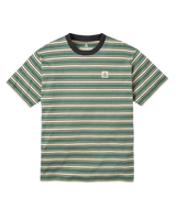 The Passenger Mens Retro T-Shirt in Deep Ocean Multi Stripe