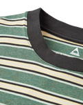 The Passenger Mens Retro T-Shirt in Deep Ocean Multi Stripe