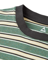 The Passenger Mens Retro T-Shirt in Deep Ocean Multi Stripe