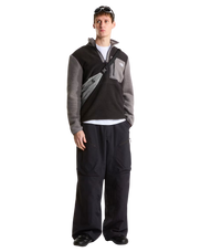 The The North Face Mens Yumiori 1/4 Zip Fleece Jacket in Black & Smoked Pearl