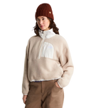 Yumiori Off Peak 1/4 Zip Fleece Jacket in Timeless Taupe & White Dune