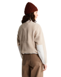 Yumiori Off Peak 1/4 Zip Fleece Jacket in Timeless Taupe & White Dune