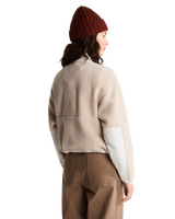 Yumiori Off Peak 1/4 Zip Fleece Jacket in Timeless Taupe & White Dune