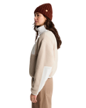 Yumiori Off Peak 1/4 Zip Fleece Jacket in Timeless Taupe & White Dune