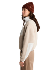 Yumiori Off Peak 1/4 Zip Fleece Jacket in Timeless Taupe & White Dune