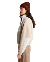 Yumiori Off Peak 1/4 Zip Fleece Jacket in Timeless Taupe & White Dune