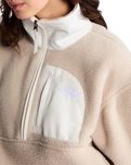 Yumiori Off Peak 1/4 Zip Fleece Jacket in Timeless Taupe & White Dune