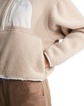 Yumiori Off Peak 1/4 Zip Fleece Jacket in Timeless Taupe & White Dune