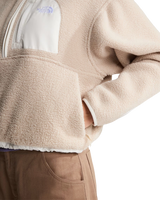 Yumiori Off Peak 1/4 Zip Fleece Jacket in Timeless Taupe & White Dune