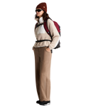 Yumiori Off Peak 1/4 Zip Fleece Jacket in Timeless Taupe & White Dune