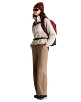 Yumiori Off Peak 1/4 Zip Fleece Jacket in Timeless Taupe & White Dune