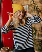 The Passenger Womens Panorama Striped Long Sleeve T-Shirt in Deep Navy
