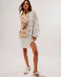 Uptown Stripe Jumper in Camel Grey