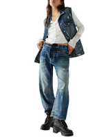 Moxie Pull On Barrel Jeans in Truest Blue
