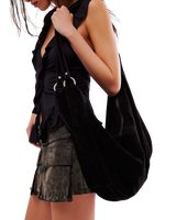 The Free People Womens Roma Suede Tote Bag in Black