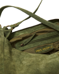 Roma Suede Tote Bag in Olive Moss