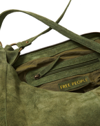 Roma Suede Tote Bag in Olive Moss