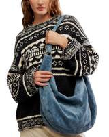 Roma Suede Tote Bag in Slate