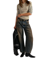 Good Luck Mid Rise Barrel Jeans in Lost In The Desert