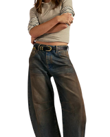 Good Luck Mid Rise Barrel Jeans in Lost In The Desert