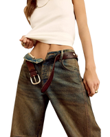 Good Luck Mid Rise Barrel Jeans in Lost In The Desert