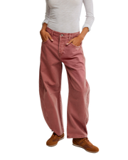 Good Luck Mid-Rise Barrel Trousers in Sunsetter