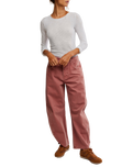 Good Luck Mid-Rise Barrel Trousers in Sunsetter