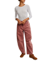 Good Luck Mid-Rise Barrel Trousers in Sunsetter
