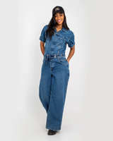 The Free People Womens Edison Jumpsuit in Cape Blue