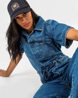 The Free People Womens Edison Jumpsuit in Cape Blue