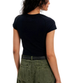 The Free People Womens Protagonist Cropped Cap Sleeve T-Shirt in Black