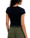 The Free People Womens Protagonist Cropped Cap Sleeve T-Shirt in Black