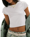 The Free People Womens Protagonist Cropped Cap Sleeve T-Shirt in White