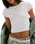 The Free People Womens Protagonist Cropped Cap Sleeve T-Shirt in White