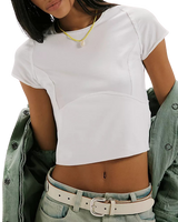 The Free People Womens Protagonist Cropped Cap Sleeve T-Shirt in White
