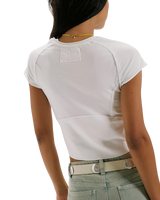 The Free People Womens Protagonist Cropped Cap Sleeve T-Shirt in White