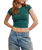 The Free People Womens Protagonist Cropped Cap Sleeve T-Shirt in Rainforest