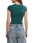 The Free People Womens Protagonist Cropped Cap Sleeve T-Shirt in Rainforest