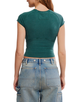 The Free People Womens Protagonist Cropped Cap Sleeve T-Shirt in Rainforest