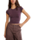 The Free People Womens Protagonist Cropped Cap Sleeve T-Shirt in Vintage Grape