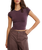 The Free People Womens Protagonist Cropped Cap Sleeve T-Shirt in Vintage Grape