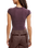 The Free People Womens Protagonist Cropped Cap Sleeve T-Shirt in Vintage Grape