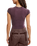 The Free People Womens Protagonist Cropped Cap Sleeve T-Shirt in Vintage Grape
