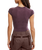 The Free People Womens Protagonist Cropped Cap Sleeve T-Shirt in Vintage Grape