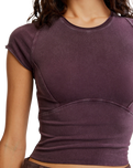 The Free People Womens Protagonist Cropped Cap Sleeve T-Shirt in Vintage Grape