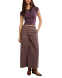 The Free People Womens Protagonist Cropped Cap Sleeve T-Shirt in Vintage Grape