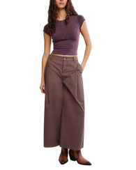 The Free People Womens Protagonist Cropped Cap Sleeve T-Shirt in Vintage Grape